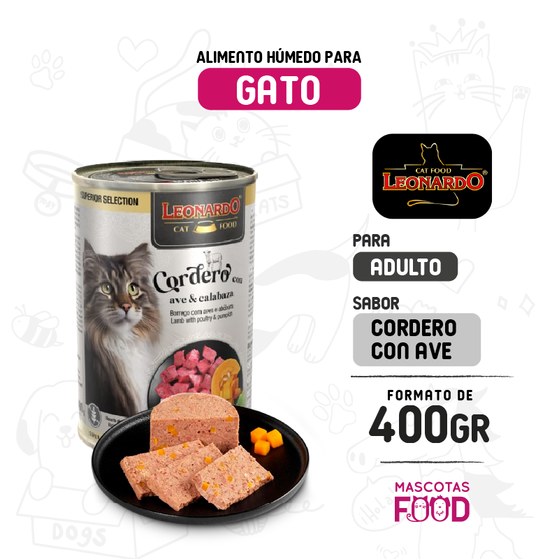 Leonardo Superior sabor Cordero y ave 400 GR