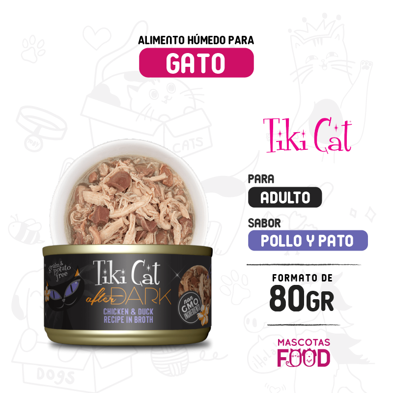 Latita Tiki cat After Dark sabor Pollo y pato 80 GR