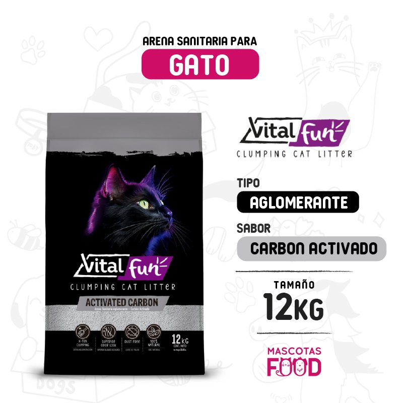 Arena Aglomerante Vitalfun Carbon activado 12 KG