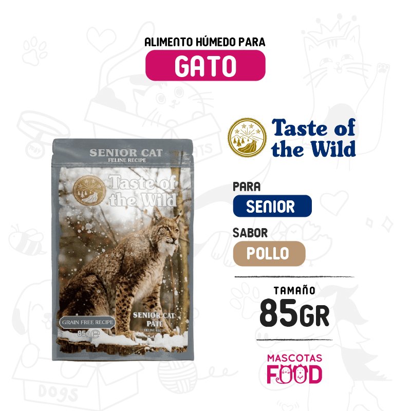 Pouch Taste of the Wild Senior sabor Pollo 85 GR