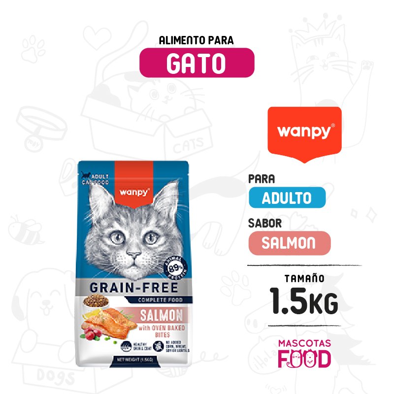 Wanpy para Gato adulto sabor Salmón 1.5 KG
