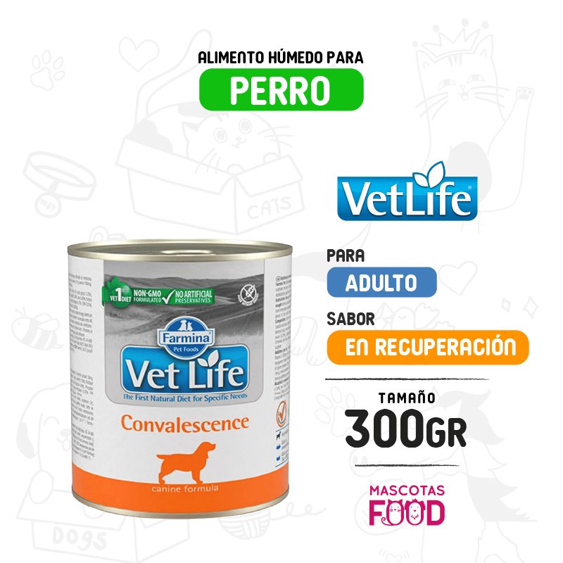 Alimento húmedo Vetlife para perros en recuperación 300 GR