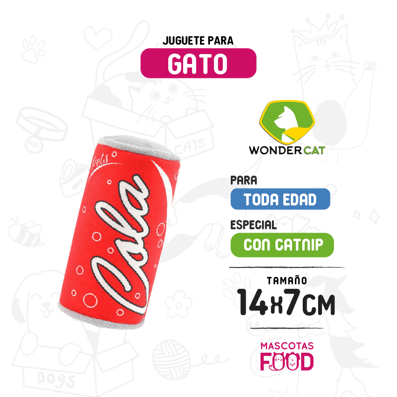 Juguete para Gato peluche Bebida en Lata con Catnip