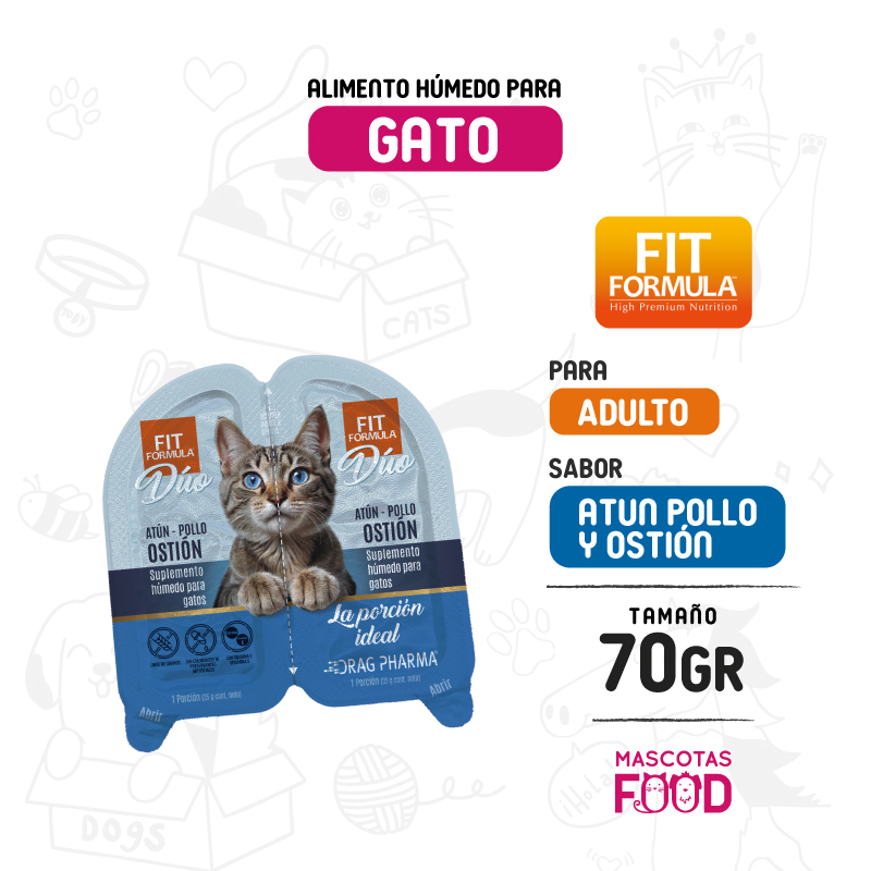 Fit formula DUO para Gato sabor Atun, pollo y ostión 70 GR