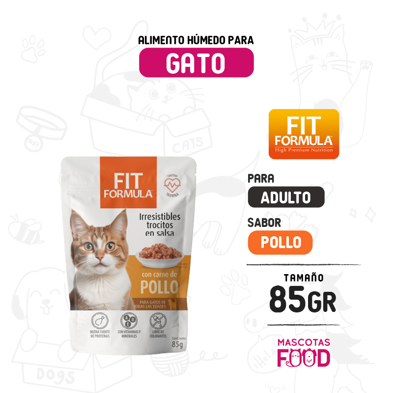 Pouch Fit Formula para Gato Trocitos de pollo 85 GR