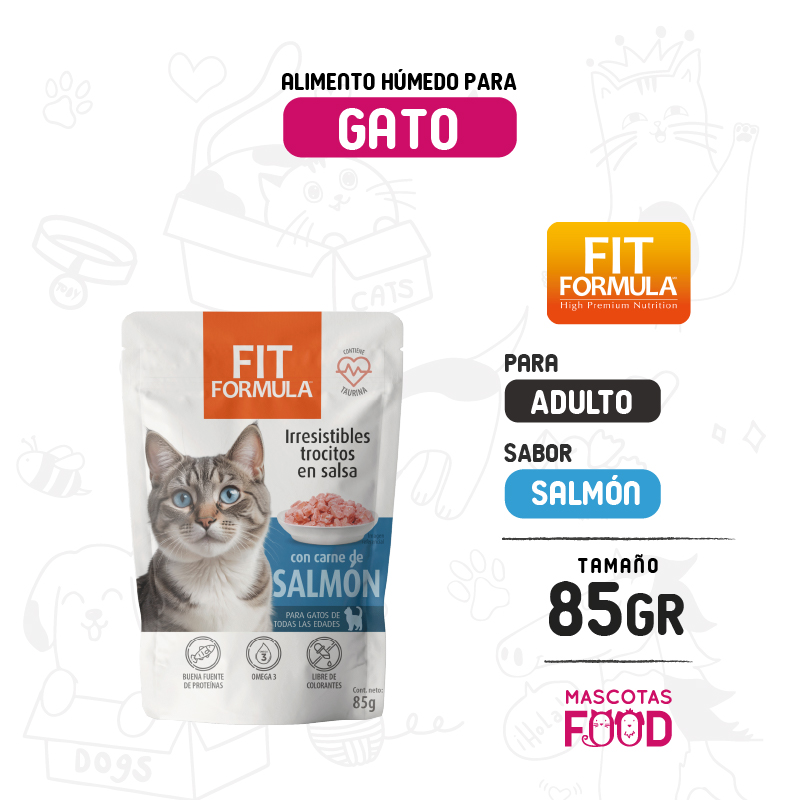 Pouch Fit Formula para Gato Trocitos de salmón 85 GR