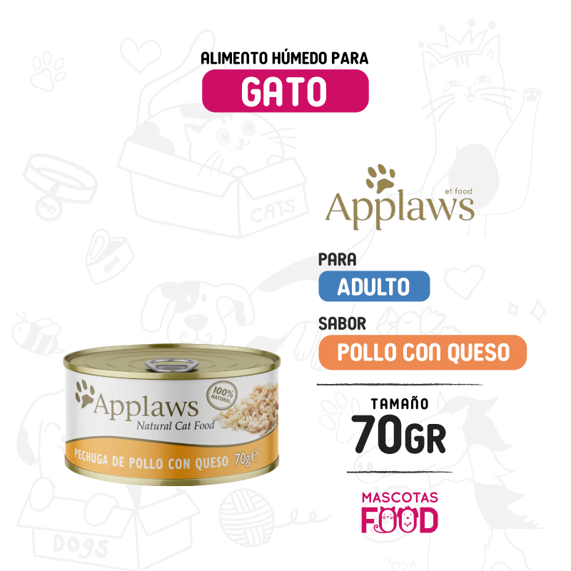 Alimento húmedo para gatos Applaws Sabor Pollo con queso 70 GR