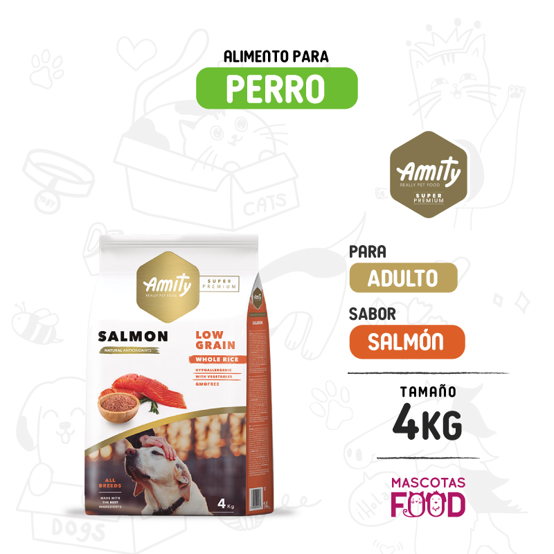 Amity SUPER Premium para Perro Sabor Salmon 4 KG