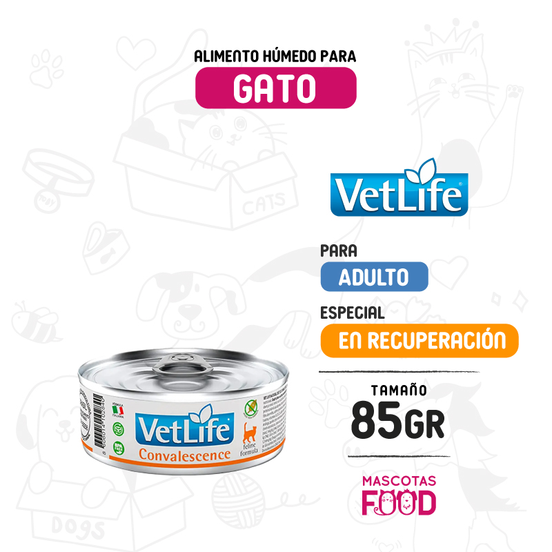 Latita Vetlife para gato en recuperación 85 GR