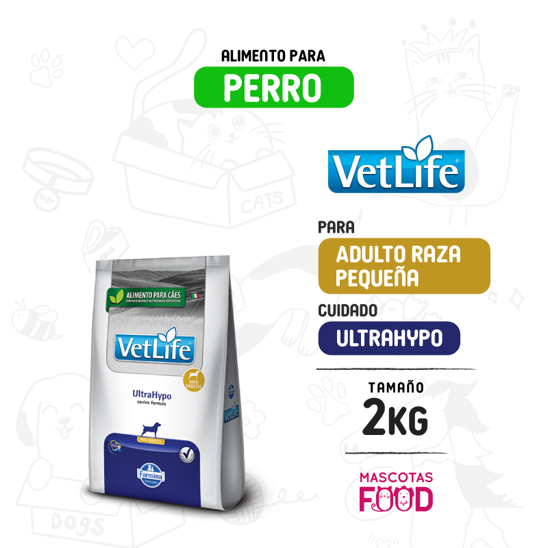Inicio 15 Vetlife para Perro raza pequeña ULTRA hipoalergenico 2 KG