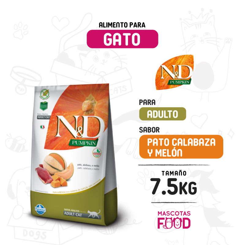 N&D Pumpkin para Gato adulto sabor Pollo calabaza y granada 7.5 KG