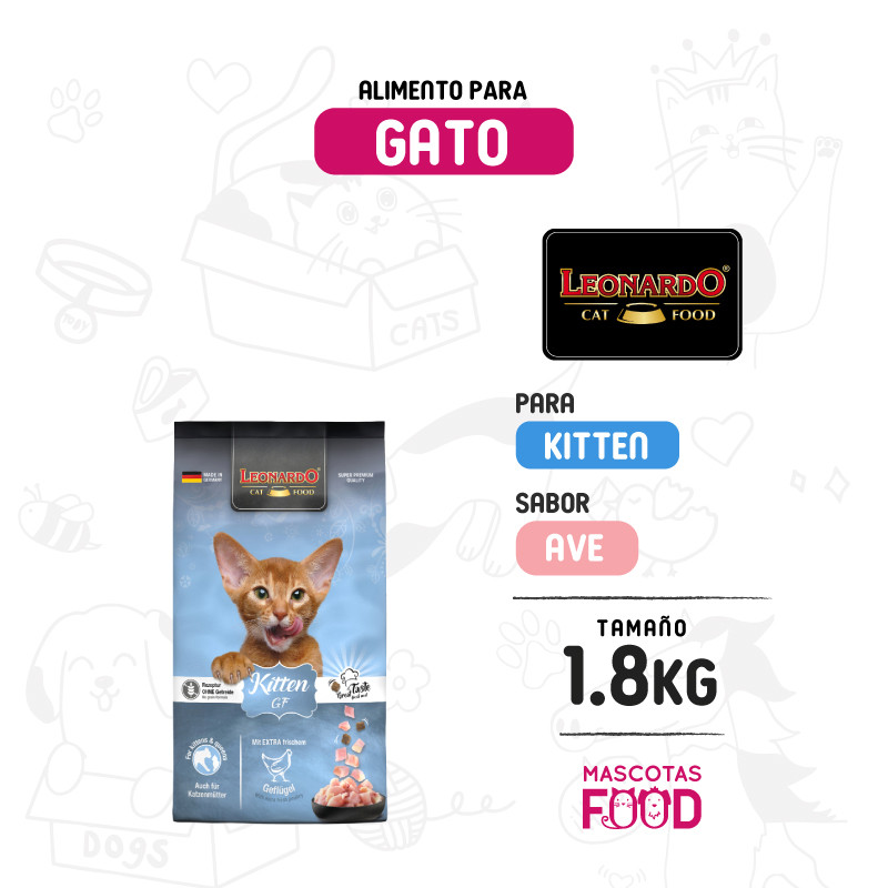 Leonardo Grain Free para Gatito Kitten sabor Ave 1.8 KG