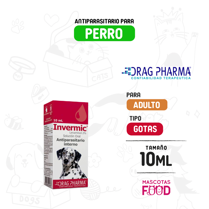 Antiparasitario Invermic en gotas para Perro Drag pharma 10 ML