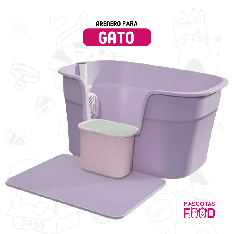 Inicio 14 Arenero Morado XL Semi-Cerrado 64x44x33cm Incluye Alfombrilla y Pala