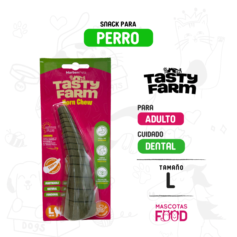 Cuerno masticable Tasty Farm cuidado dental tamaño L