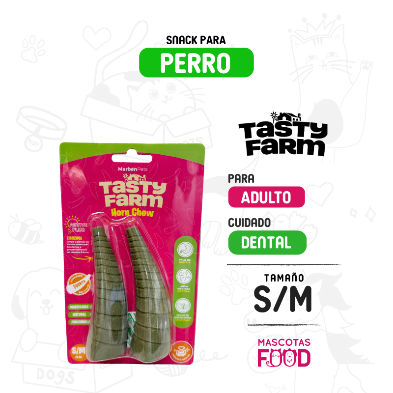 Cuerno masticable Tasty Farm cuidado dental tamaño S/M