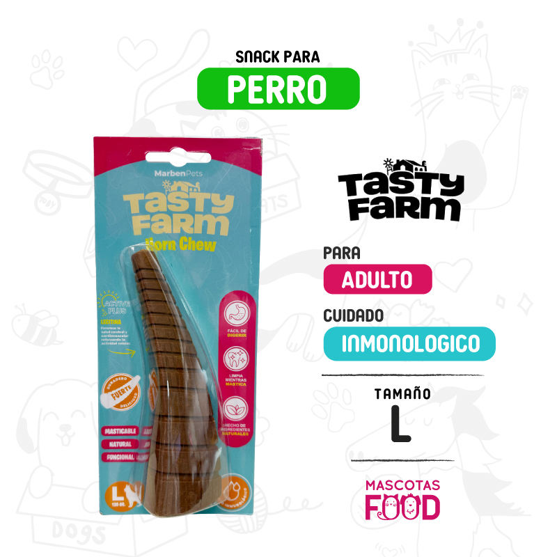 Cuerno masticable Tasty Farm cuidado inmunologico tamaño L