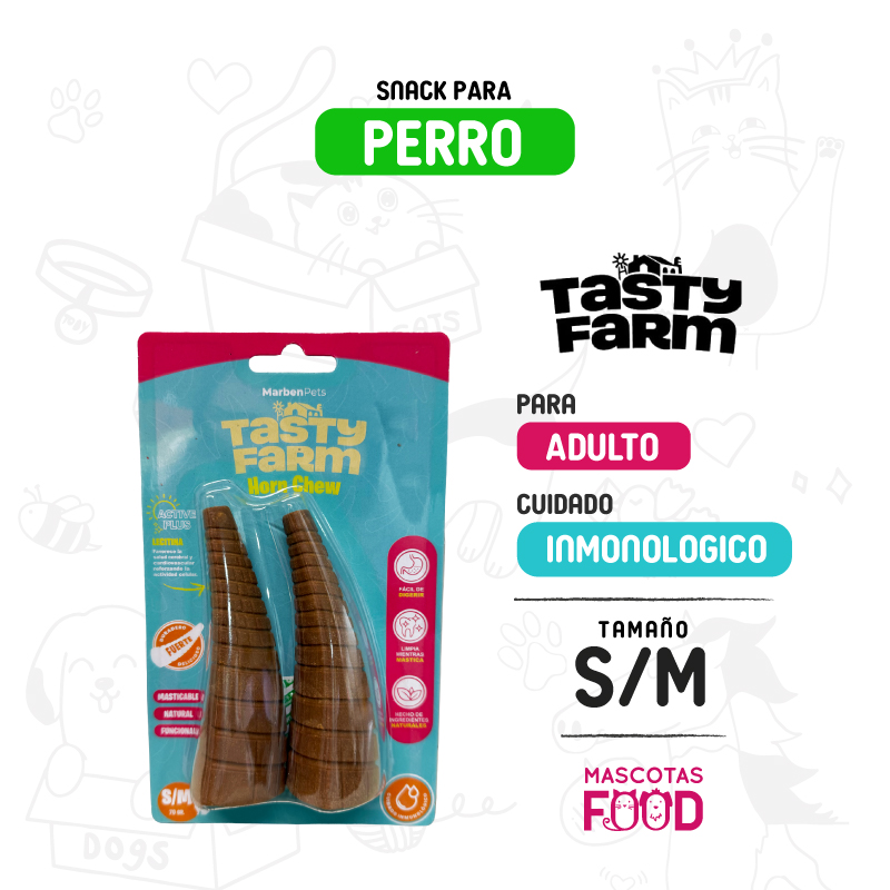 Cuerno masticable Tasty Farm cuidado inmunologico tamaño S/M
