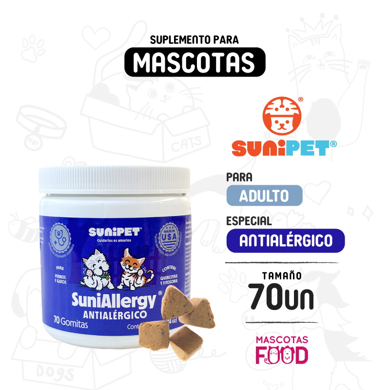SuniAllergy Antialérgico para perros y gatos 70 Gomitas