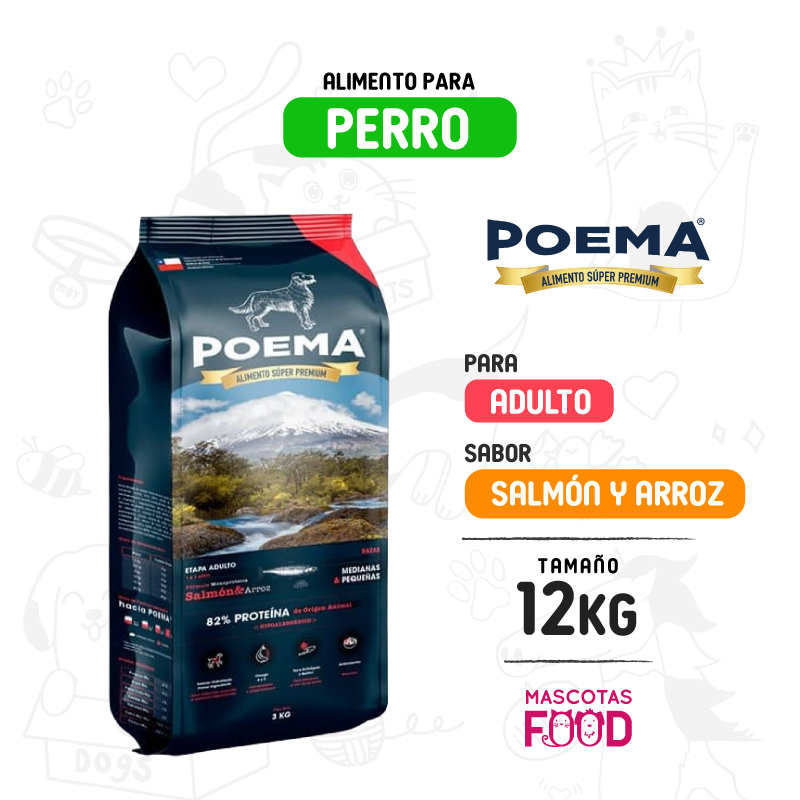 Poema para Perro adulto sabor Salmón y arroz 12 KG
