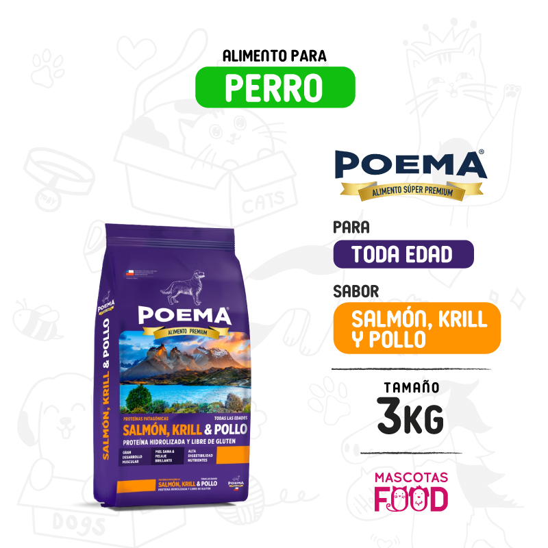 Poema Patagonico para Perro Adulto sabor Salmón, Krill y Pollo 3 KG