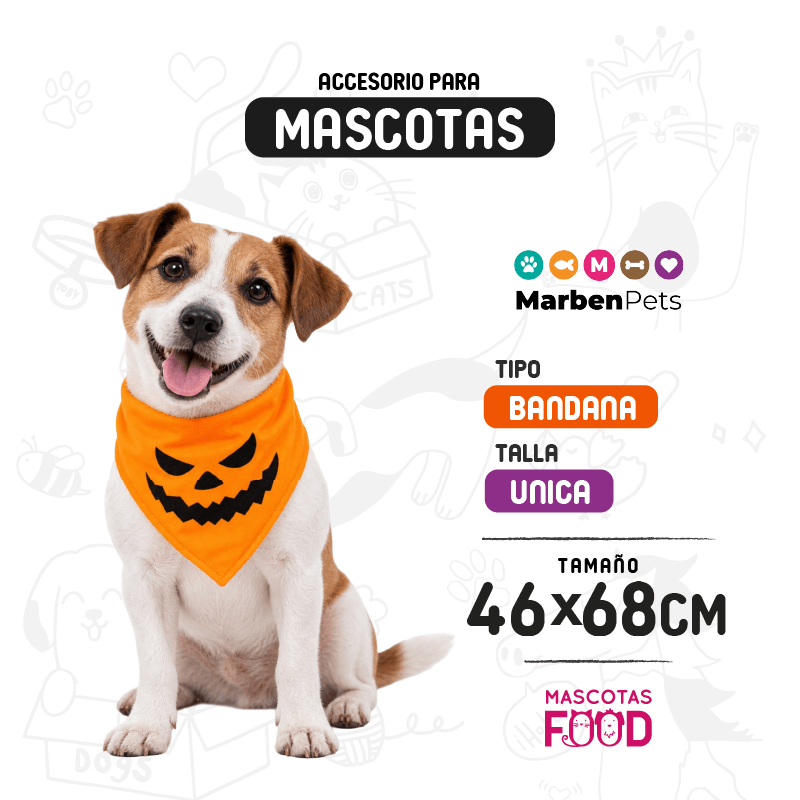 Inicio 15 Bandana Halloween para Mascotas Calabaza Macabra