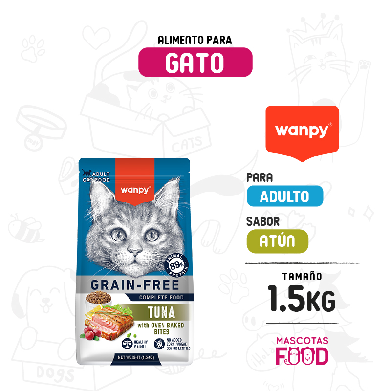 Wanpy dry food para Gato adulto sabor Atun 1.5 KG