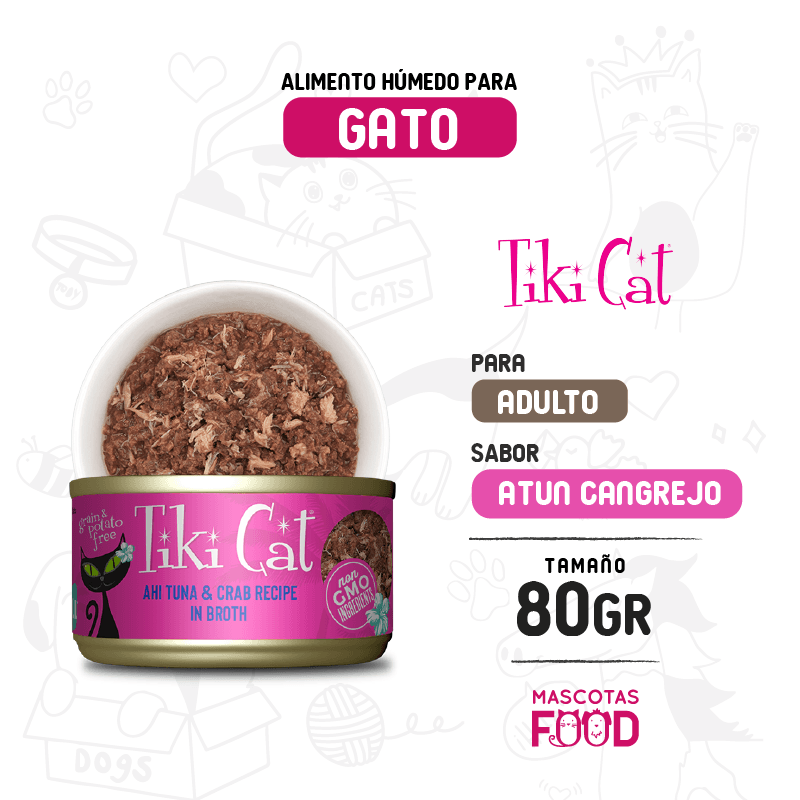 Tiki cat para Gato sabor Atun con cangrejo 80 GR