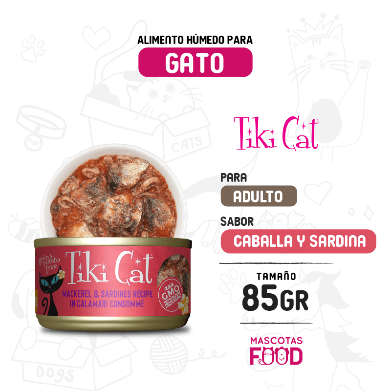 Tiki cat para Gato sabor Caballa con Sardina Grill 85 GR