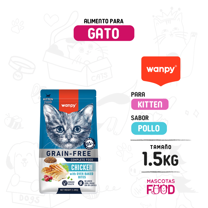 Wanpy dry food para Gatito Kitten sabor Pollo 1.5 KG