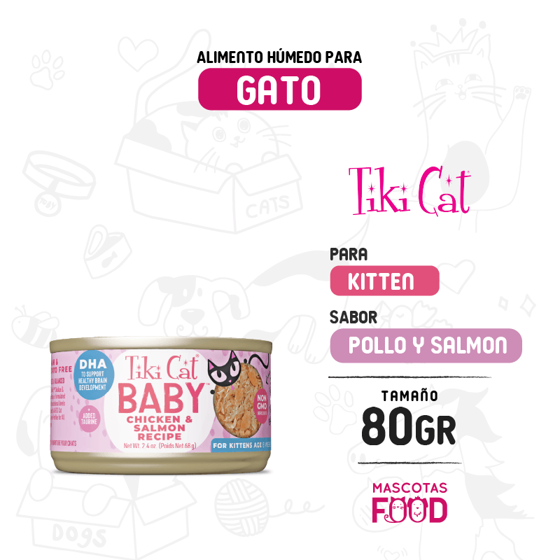Tiki cat Baby para Gatito Kitten sabor Pollo y salmón 80 GR