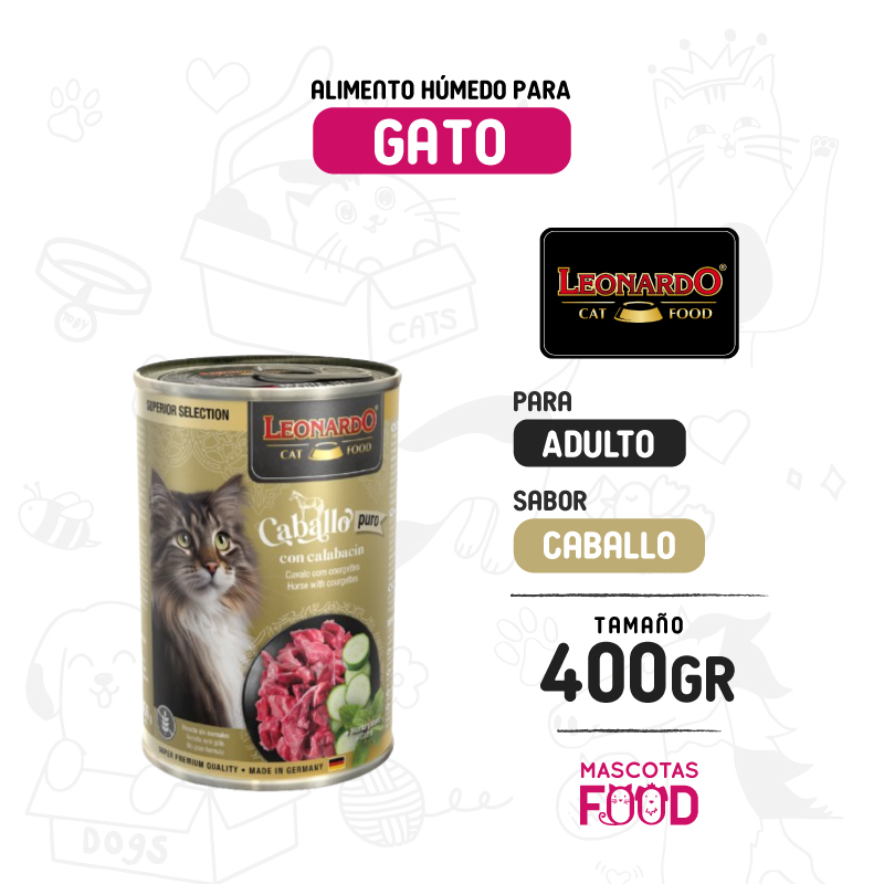 Alimento húmedo para Gato Leonardo Superior Selection sabor Caballo 400 GR