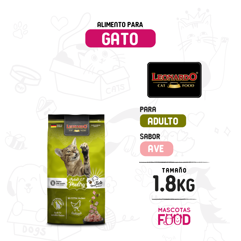 Inicio 27 Leonardo GF para Gato adulto sabor Pollo 1.8 KG