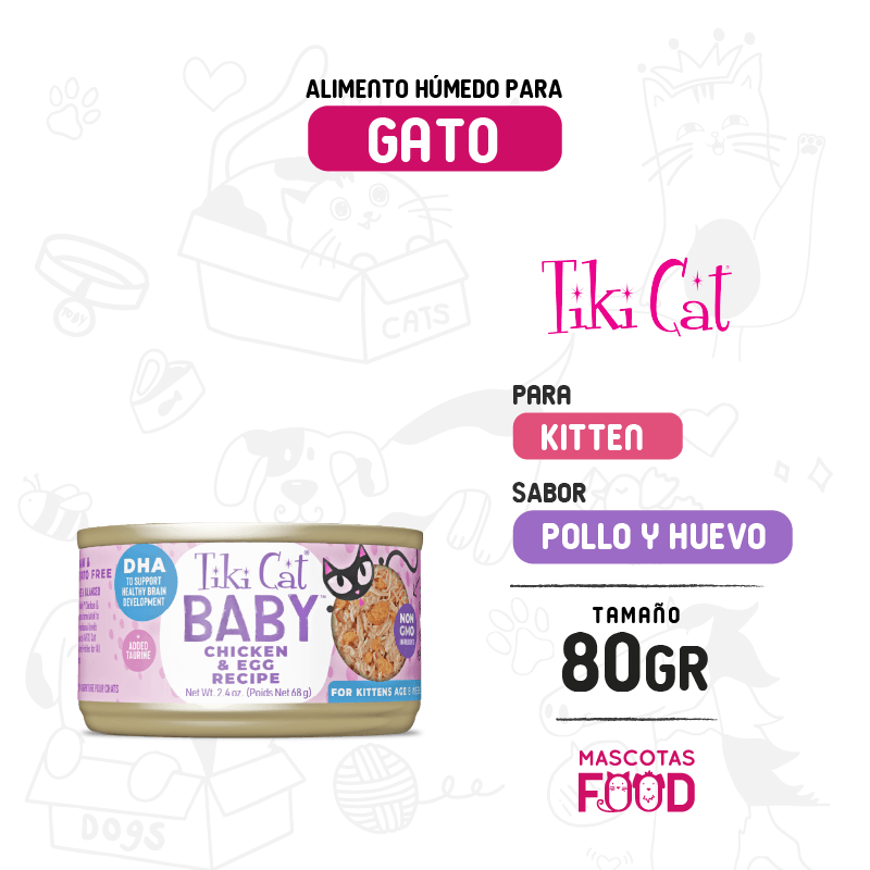 Tiki cat Baby para Gatito Kitten sabor Pollo y huevo 80 GR