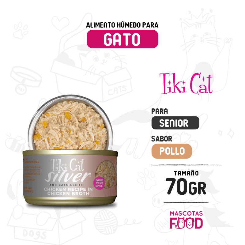 Tiki cat para Gato senior sabor Pollo 70 GR