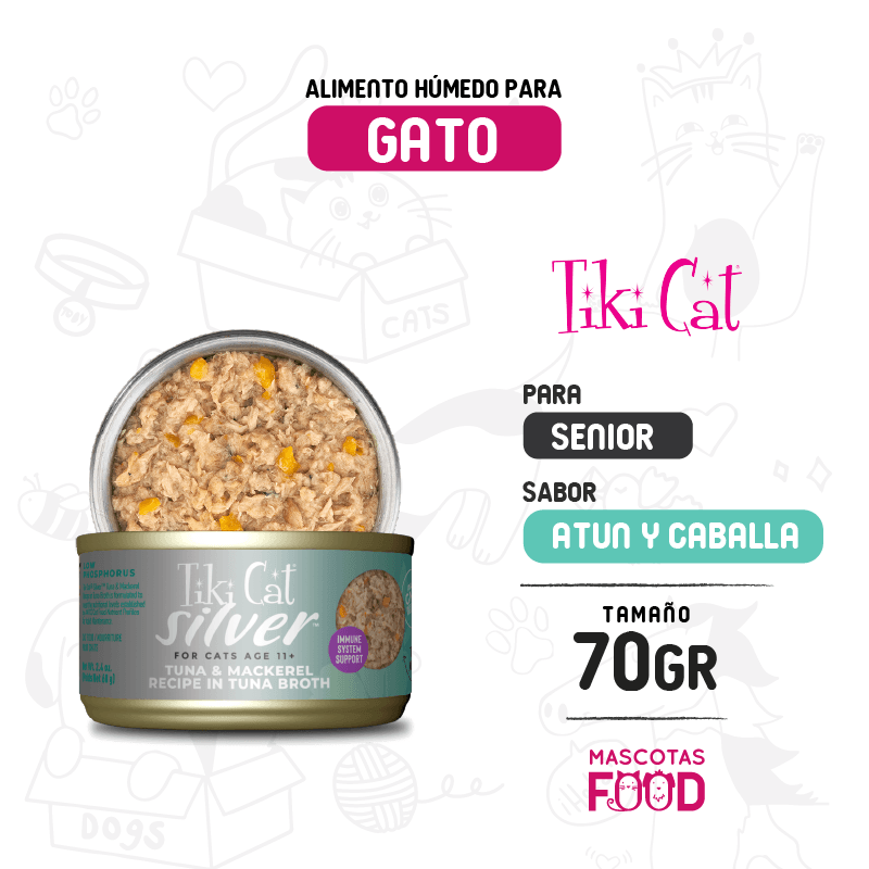 Tiki cat para Gato senior sabor Atun con Caballa 70 GR
