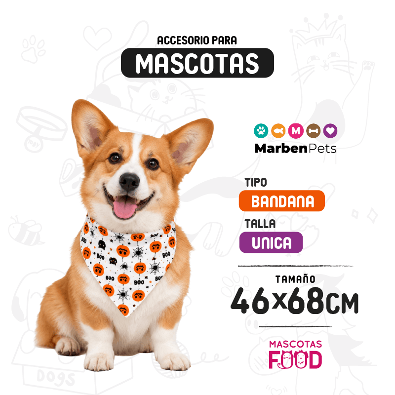 Inicio 16 Bandana Halloween para Mascotas Mini Monstruos