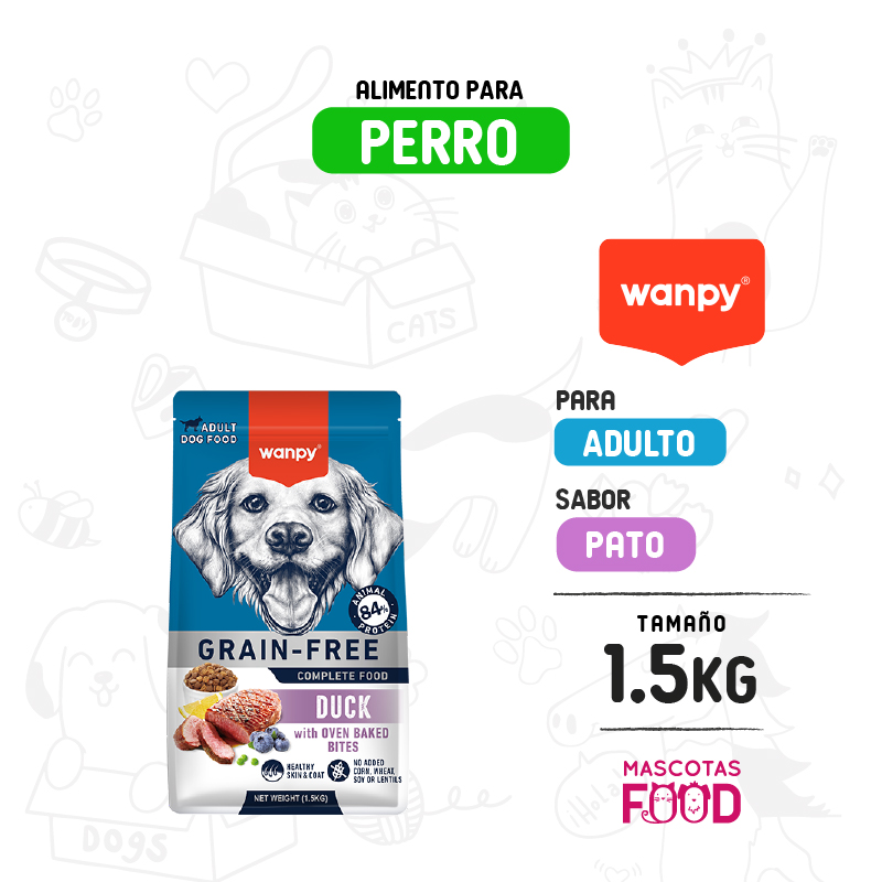 Wanpy dry food para Perro adulto Sabor Pato 1.5 KG