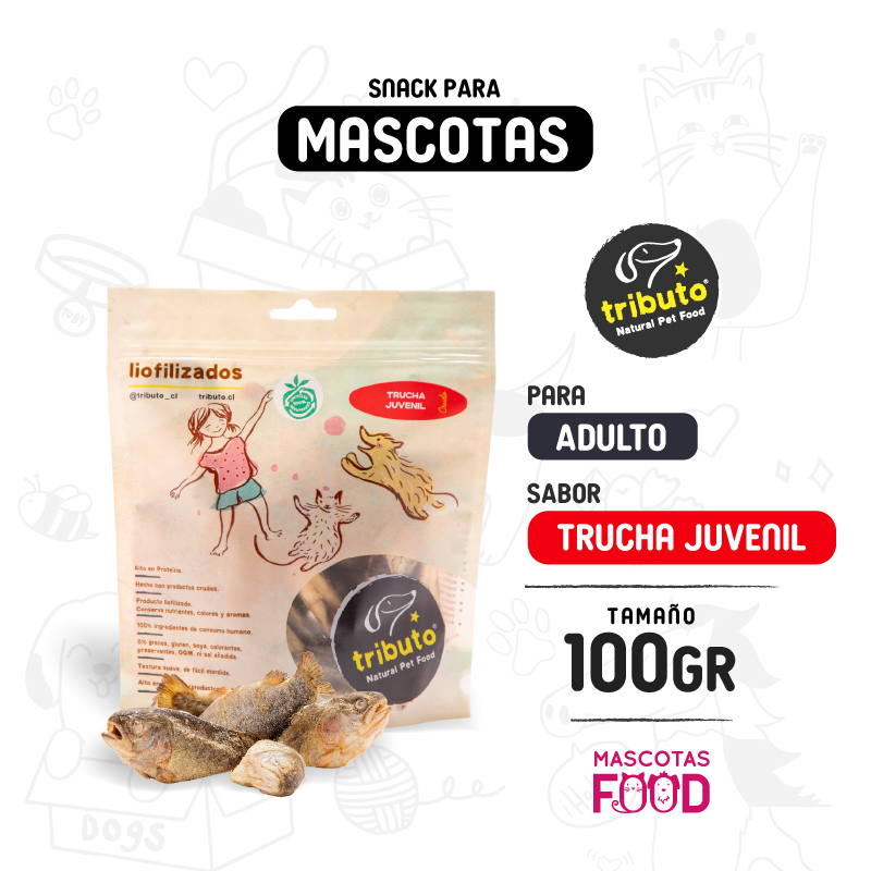 NEW HOME 24 Snack natural Tributo para perros y gatos Trucha juvenil 100 GR